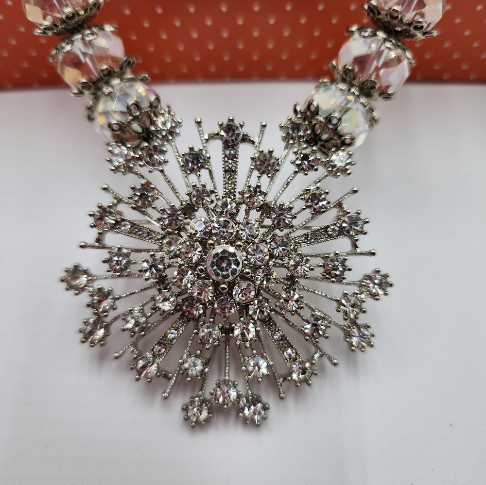 Custom Design Elegant Sparkle Statement Necklace + Earrings, NWOT - Picture 4 of 17